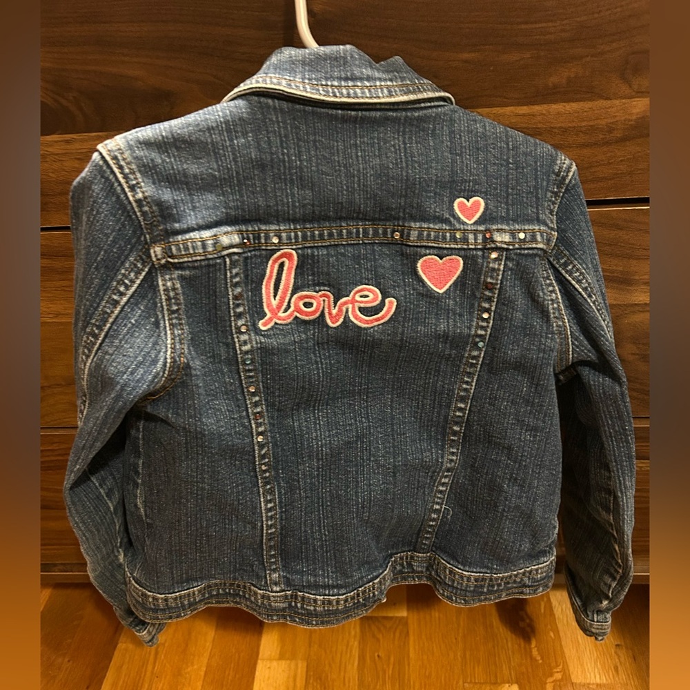 Girl’s Stylish Blue Denim Heart Sparkle Jacket size 6 - Picture 9 of 12
